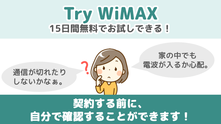 Try WiMAXは15日間無料でお試しができる！
