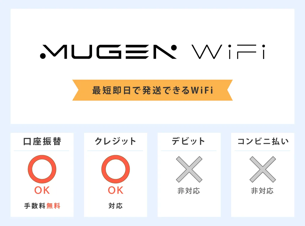MUGEN WiFiは口座振替に対応しているポケット型WiFi