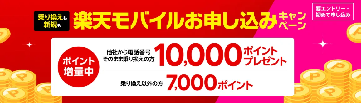 初めて楽天モバイル申し込みで1万ポイント