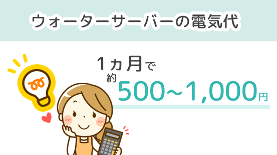 ウォーターサーバーの電気代は月500円～1,000円ほど