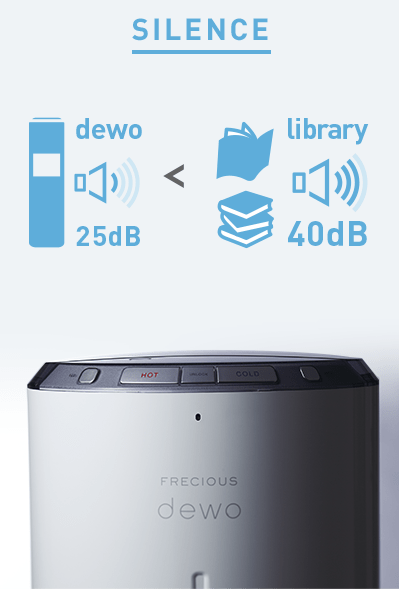 デュオのポンプ音が約25db（デシベル）＜図書館の音40db（デシベル）