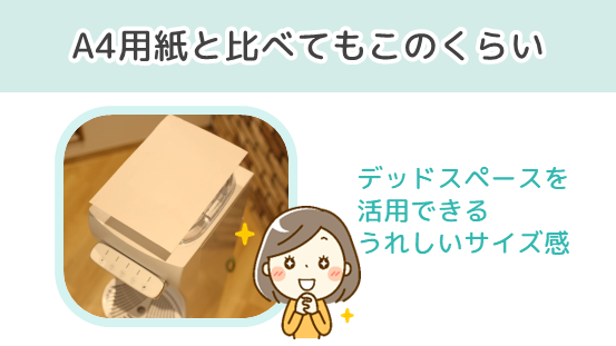 ハミングウォーター「フローズ」の設置面積はA4用紙1枚分より1回り大きい程度