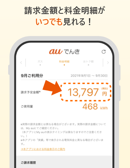 auでんき請求金額と料金明細