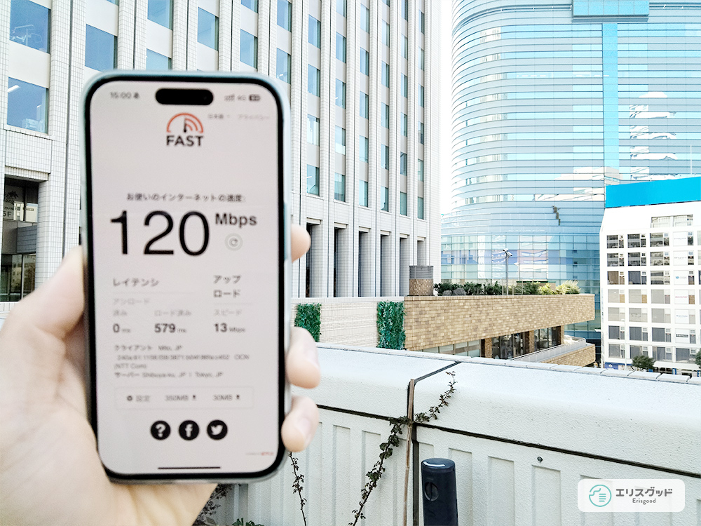 ahamoの通信速度を都内で測った時の画像
