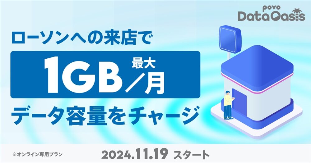 povo Data Oasis（ローソンへの来店で最大1GB/月チャージ）