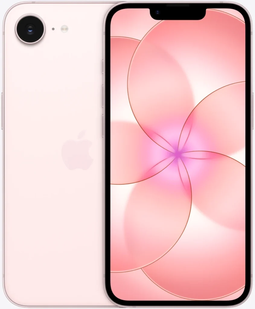Apple iPhone 17eのピンクカラー本体画像（前面・背面）