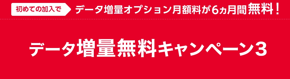 ワイモバイルのデータ増量無料キャンペーン3でデータ増量オプションが6ヵ月間無料